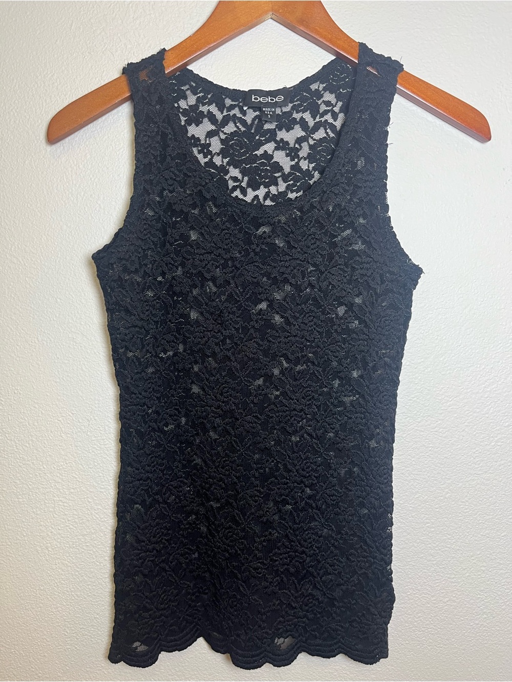 bebe Vintage Y2K Black Lace Tank Top - Sleeveless Feminine Layering Piece